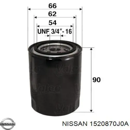 Filtro de aceite Nissan/Infiniti 1520870J0A precio, desde 4,50 EUR