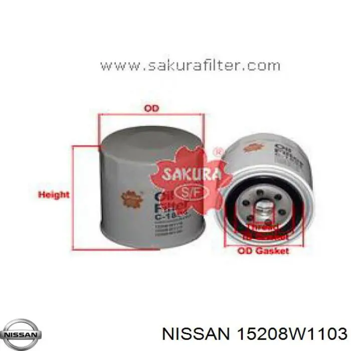 15208W1103 Nissan filtro de aceite