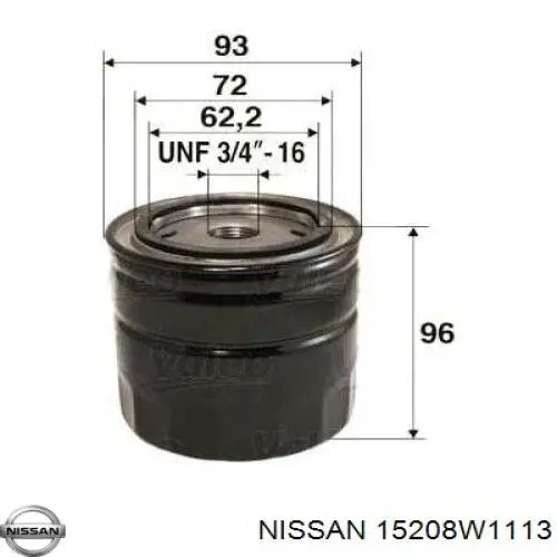 15208W1113 Nissan filtro de aceite