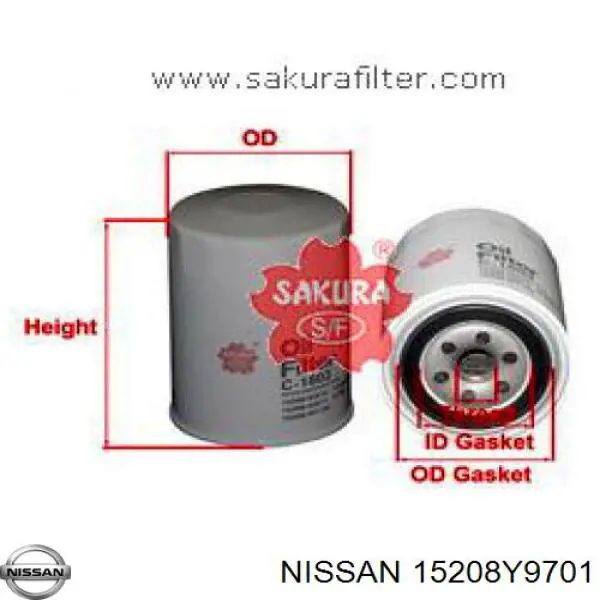 15208Y9701 Nissan filtro de aceite