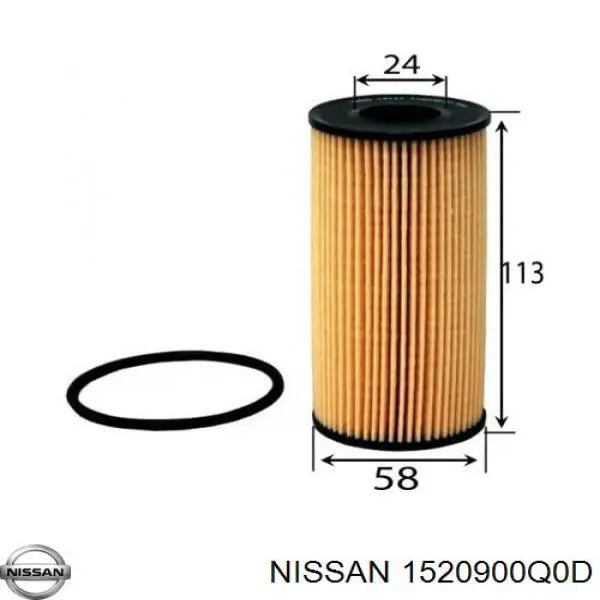 Filtro de aceite Nissan/Infiniti 1520900Q0D precio, desde 4,93 EUR