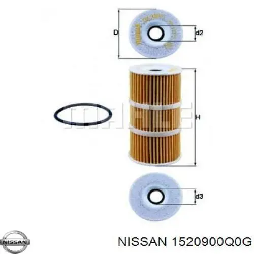 Comprar 1520900Q0G Nissan/Infiniti Filtros de aceite