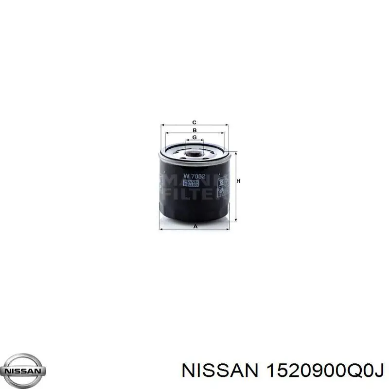 Filtro de aceite 1520900Q0J Nissan/Infiniti
