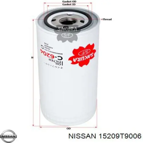 15209T9006 Nissan filtro de aceite