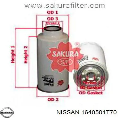 1640501T70 Nissan filtro combustible