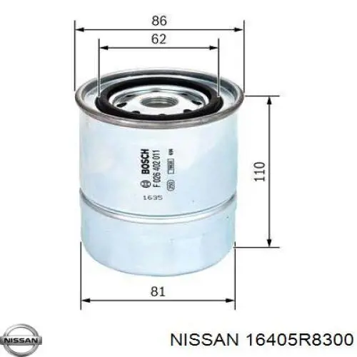 Filtro de combustible 16405R8300 Nissan/Infiniti
