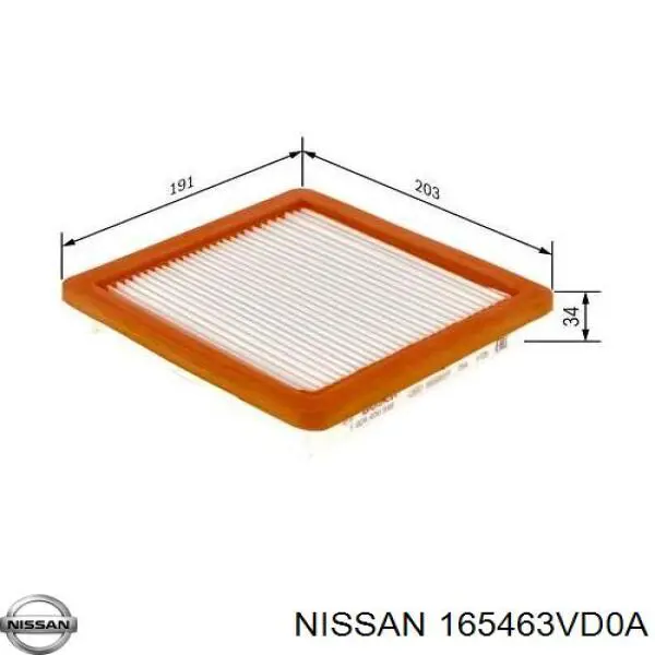 165463VD0A Nissan filtro de aire