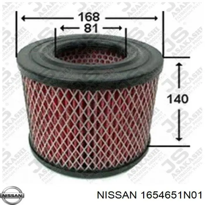 1654651N01 Nissan filtro de aire