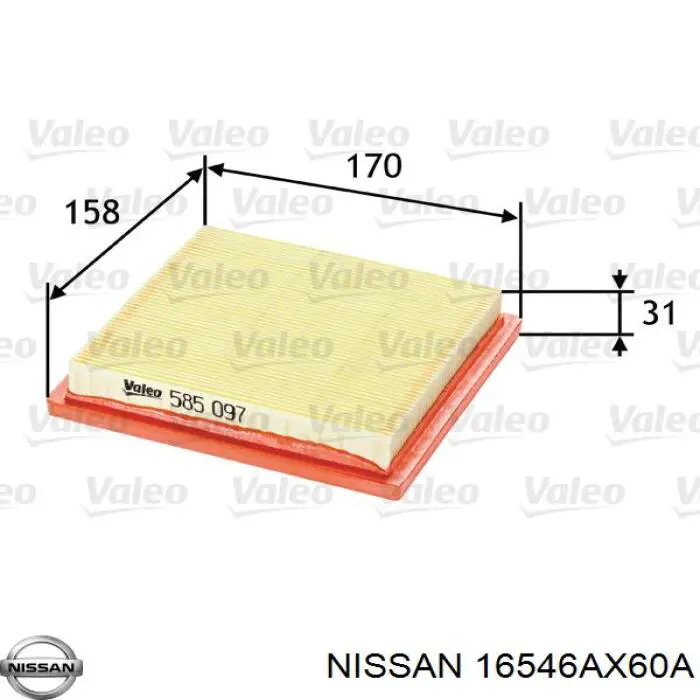 16546AX60A Nissan filtro de aire
