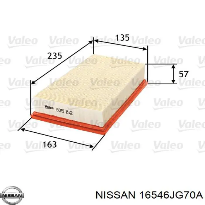 El filtro de aire Nissan/Infiniti 16546JG70A precio, desde 9,29 EUR