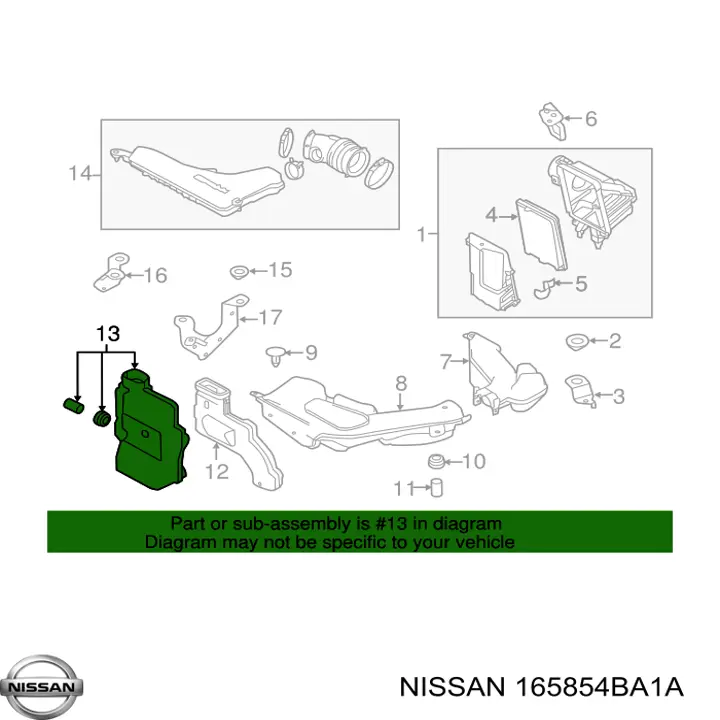 165854BA1A Nissan resonador, filtro de aire