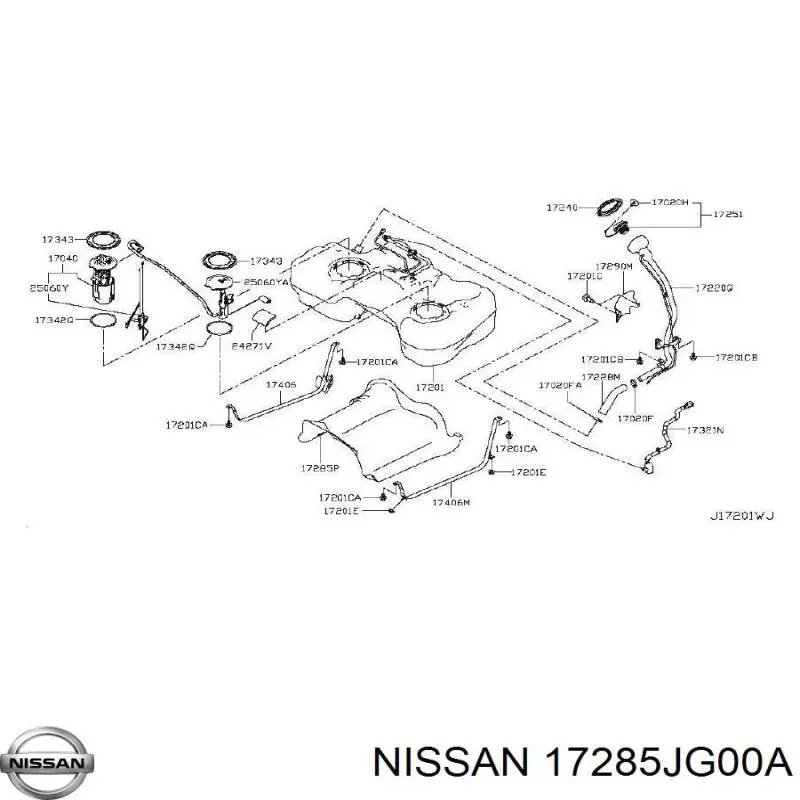 17285JG000 Nissan revestimiento de los bajos, depósito de combustible