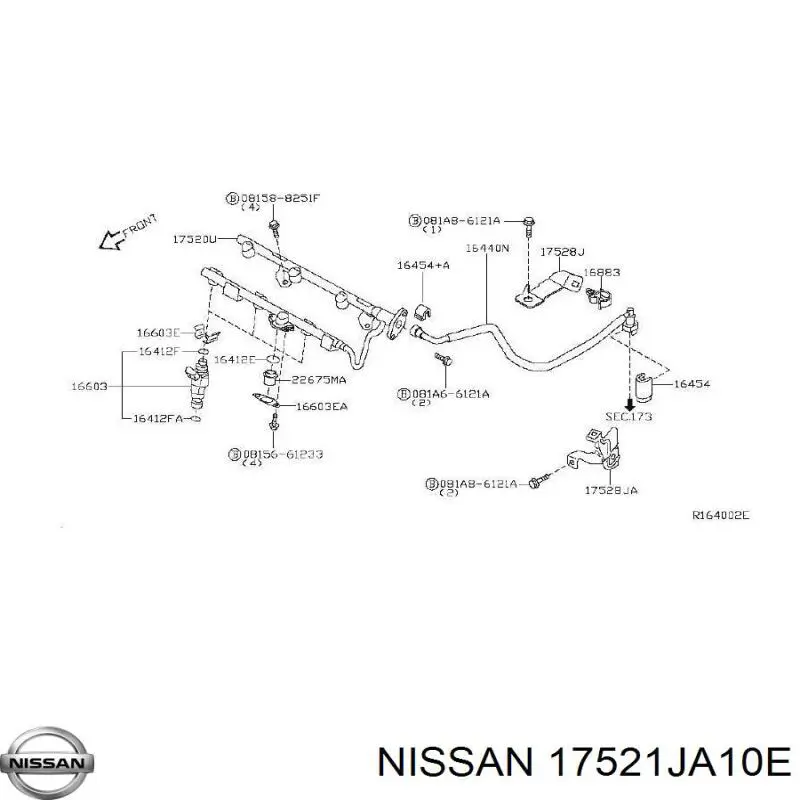 17521JA10E Nissan rampa de inyectores