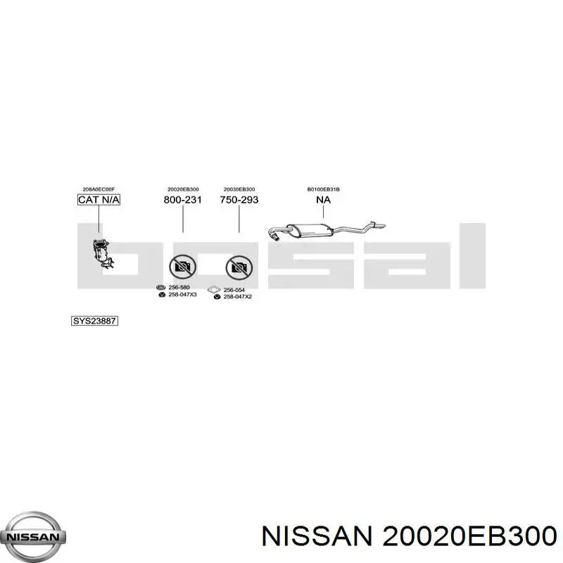 20020EB300 Nissan silenciador delantero