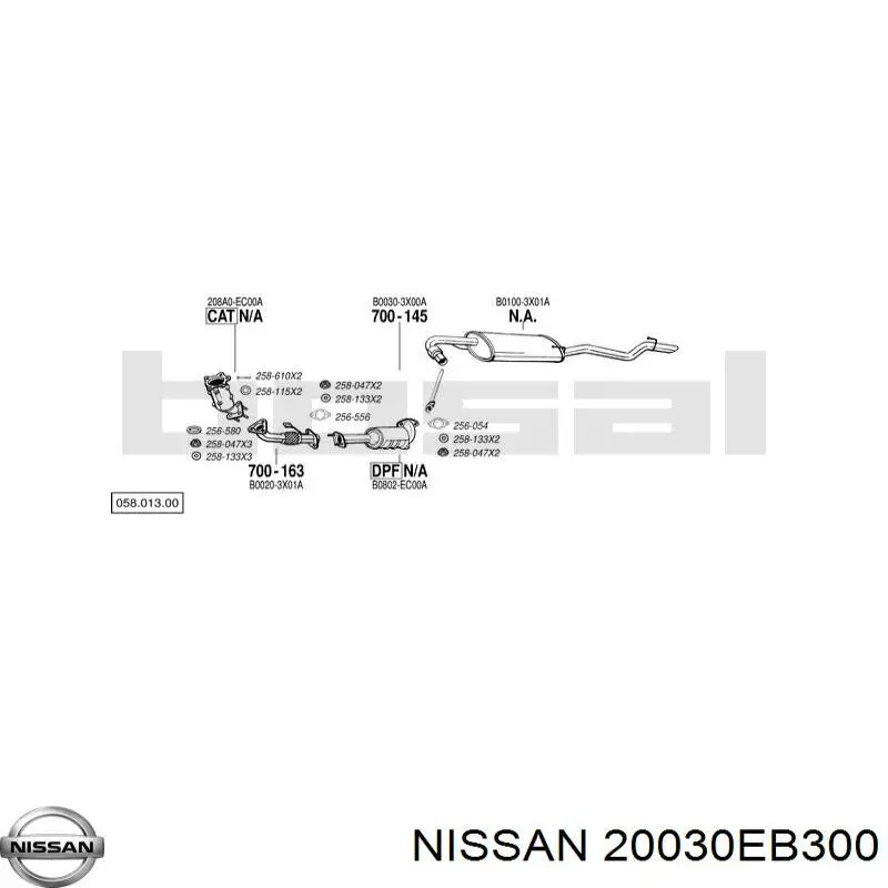 Tubo intermedio de escape Nissan/Infiniti 20030EB300 precio, desde 39,44 EUR