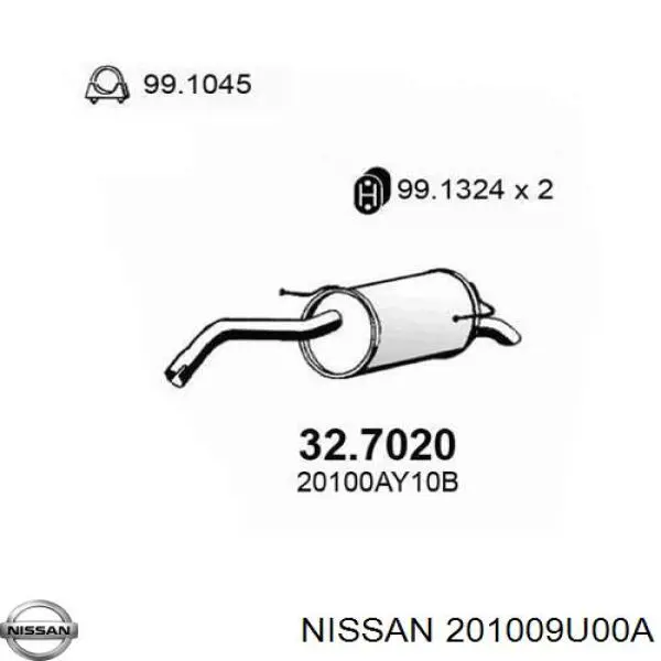 Silenciador trasero Nissan/Infiniti 201009U00A precio, desde 67,79 EUR