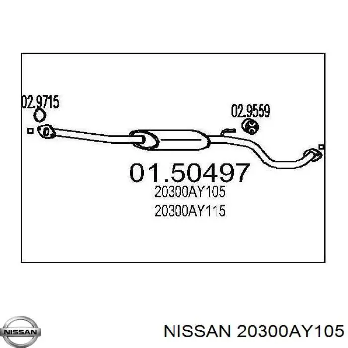 20300AY105 Nissan silenciador del medio