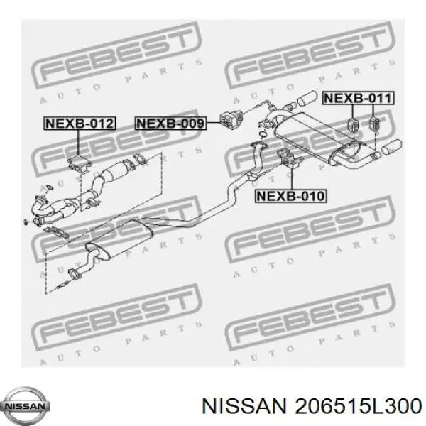 206515L300 Nissan soporte, silenciador