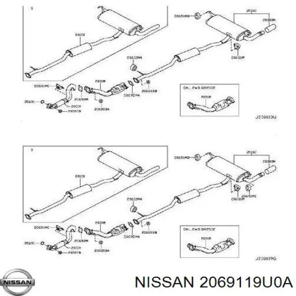 2069119U0A Nissan junta, tubo de escape