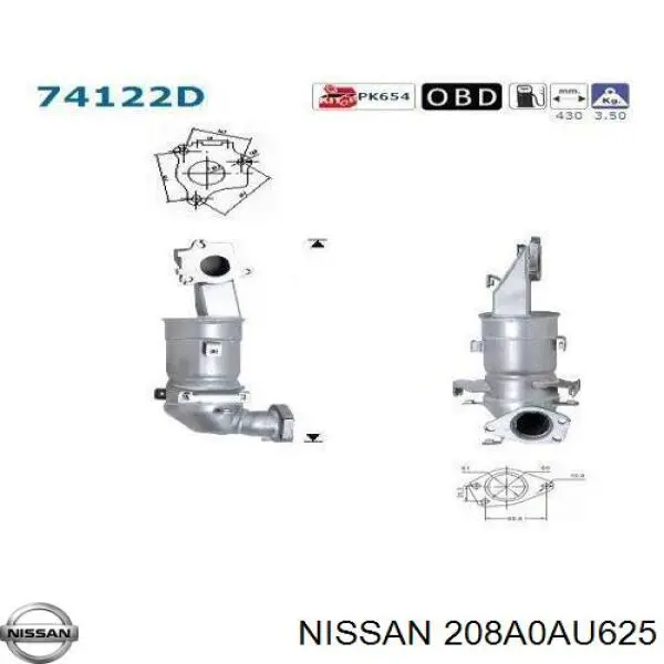 Comprar B08A0AU605 Nissan/Infiniti Catalizador