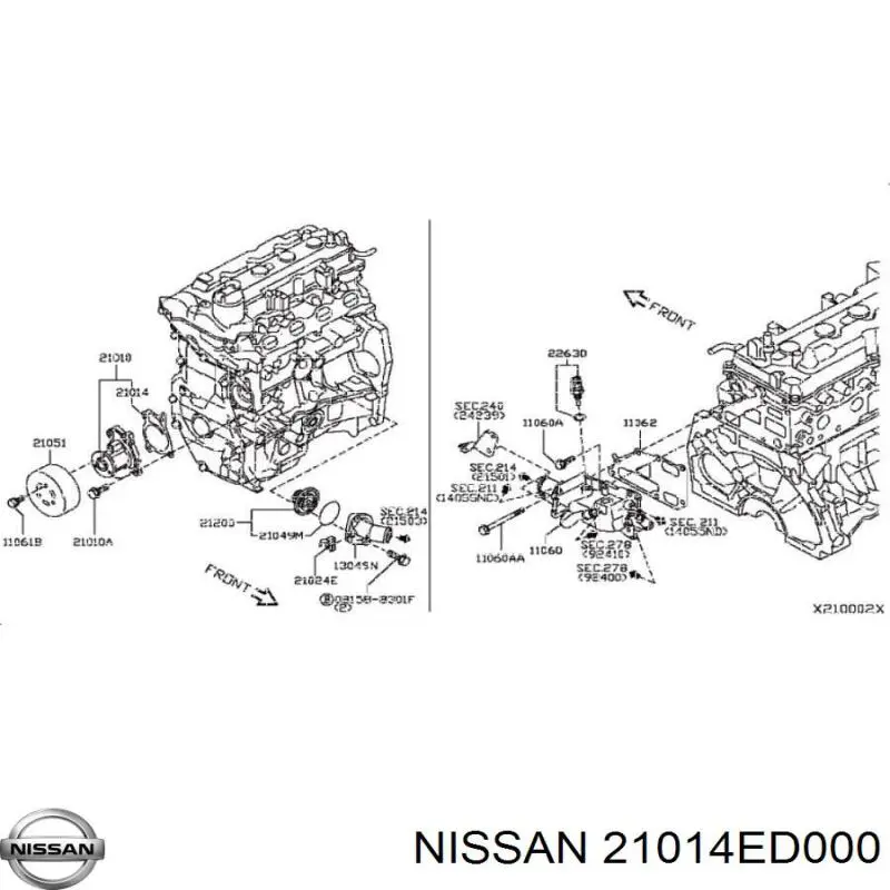 Comprar 21014ED000 Nissan/Infiniti Junta de bomba de agua