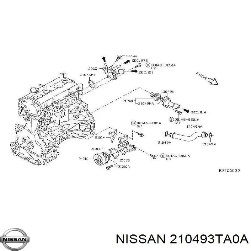 Retén del árbol de levas Nissan/Infiniti 210493TA0A precio, desde 19,14 EUR