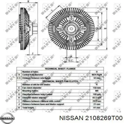 Embrague, ventilador del radiador NISSAN 2108269T00