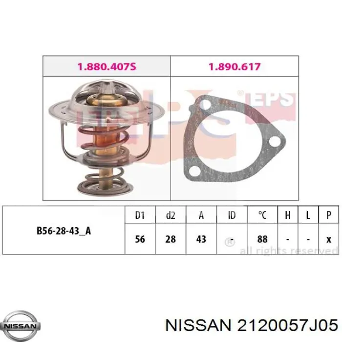 Comprar 2120057J05 Nissan/Infiniti Termostato