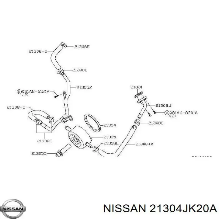 21304JK20A Nissan junta de radiador de aceite
