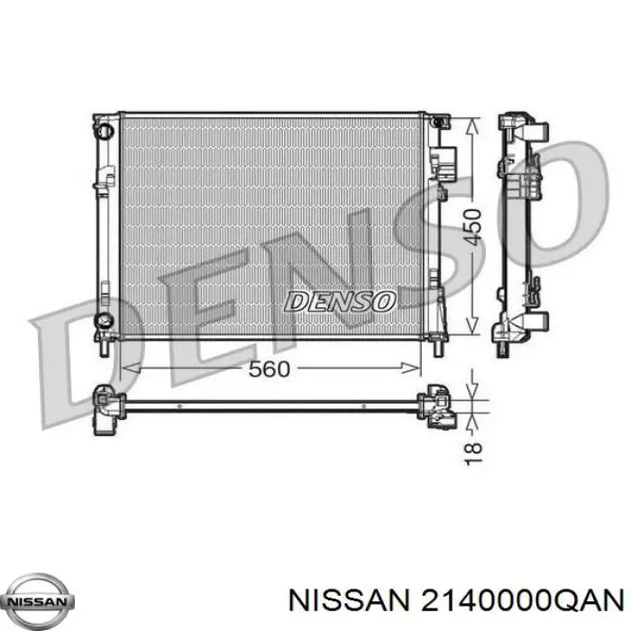 Radiador 2140000QAN Nissan/Infiniti