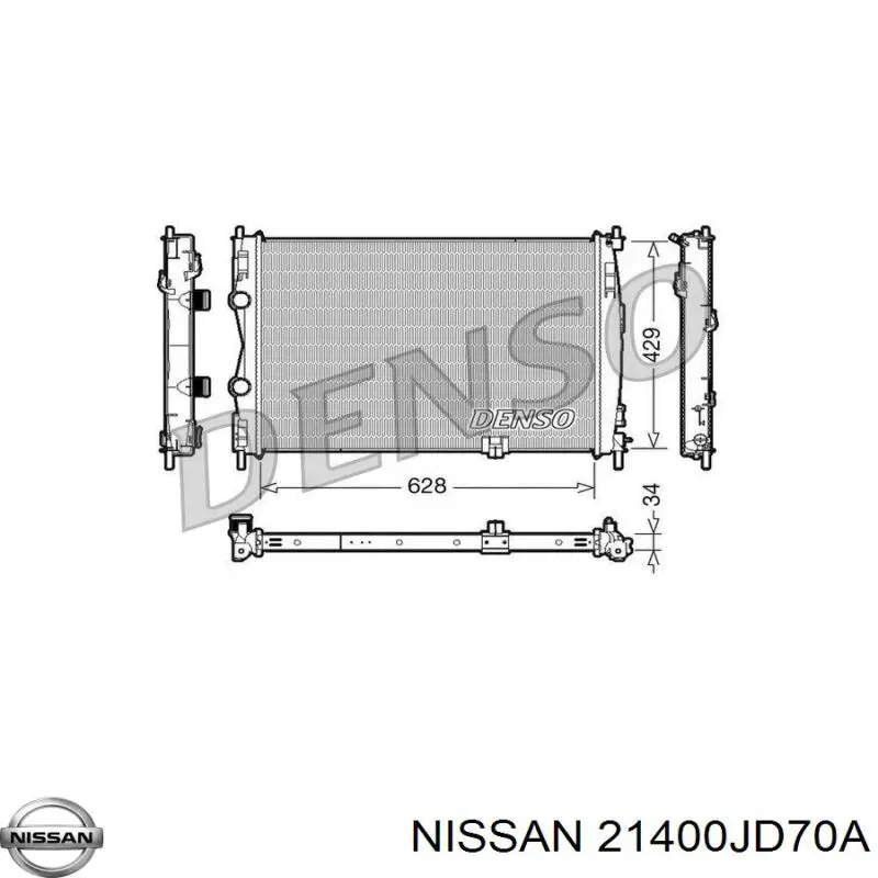 21400JD71B Nissan radiador refrigeración del motor