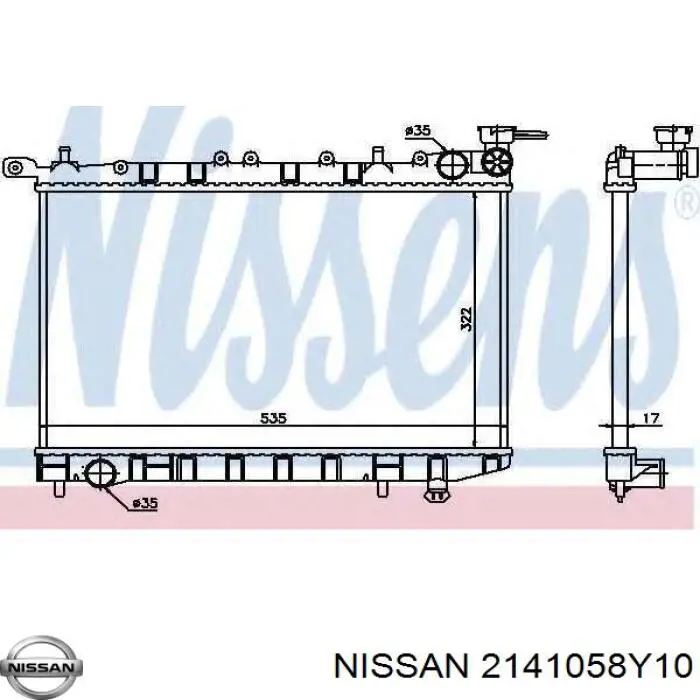 2141058Y10 Nissan radiador refrigeración del motor