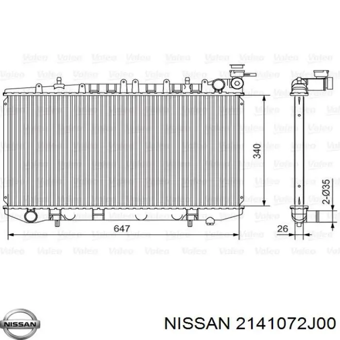 2141072J00 Nissan radiador refrigeración del motor