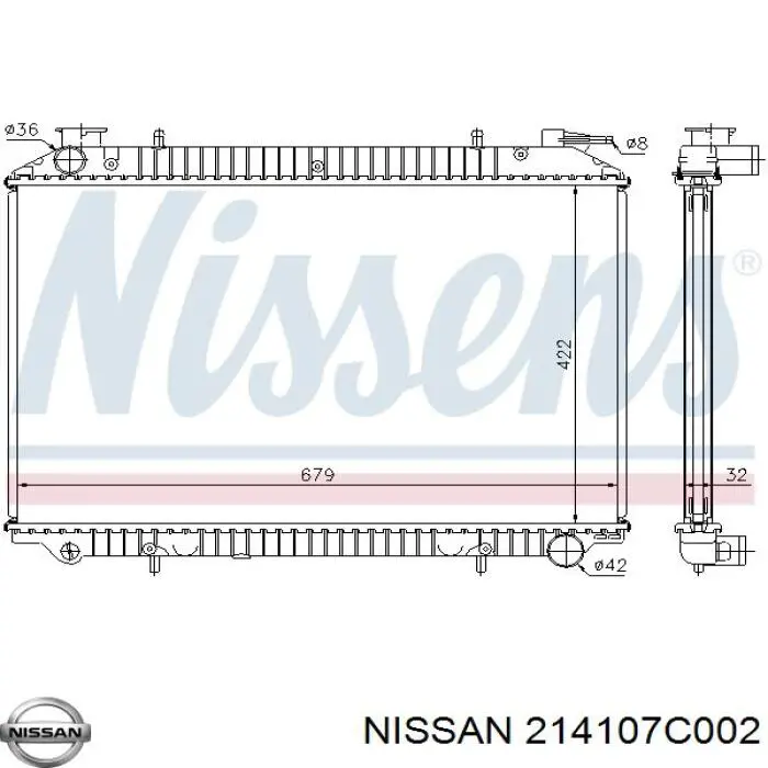 214107C002 Nissan radiador refrigeración del motor