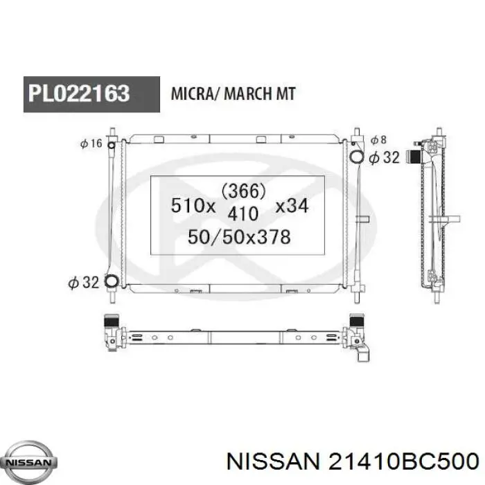 21410BC500 Nissan radiador