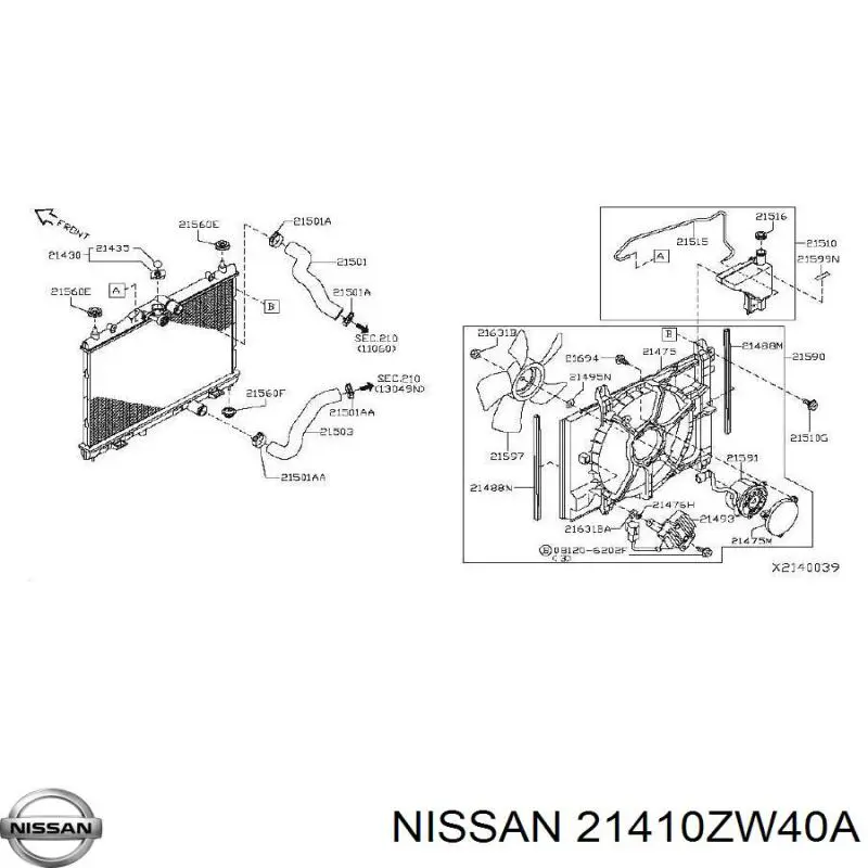 Comprar 21410EL000 Nissan/Infiniti Radiador de auto