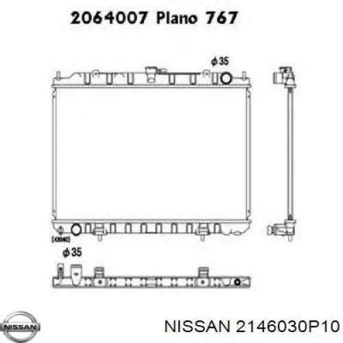 2146030P10 Nissan radiador