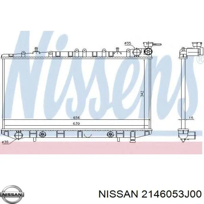 2146053J00 Nissan radiador refrigeración del motor