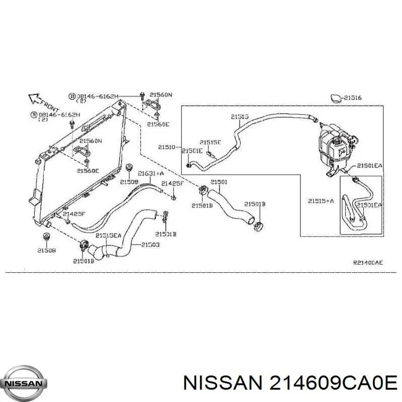 214609CA0E Nissan radiador refrigeración del motor