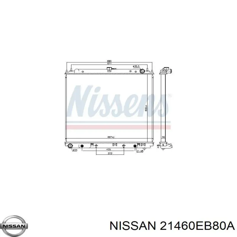 21460EB80A Nissan radiador refrigeración del motor