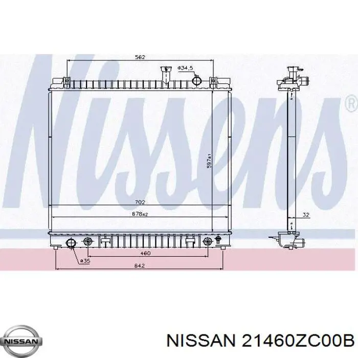 21460-ZC00B Nissan radiador refrigeración del motor