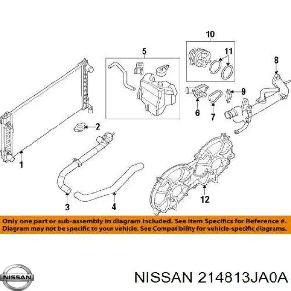 214813JA0A Nissan difusor de radiador, ventilador de refrigeración, condensador del aire acondicionado, completo con motor y rodete