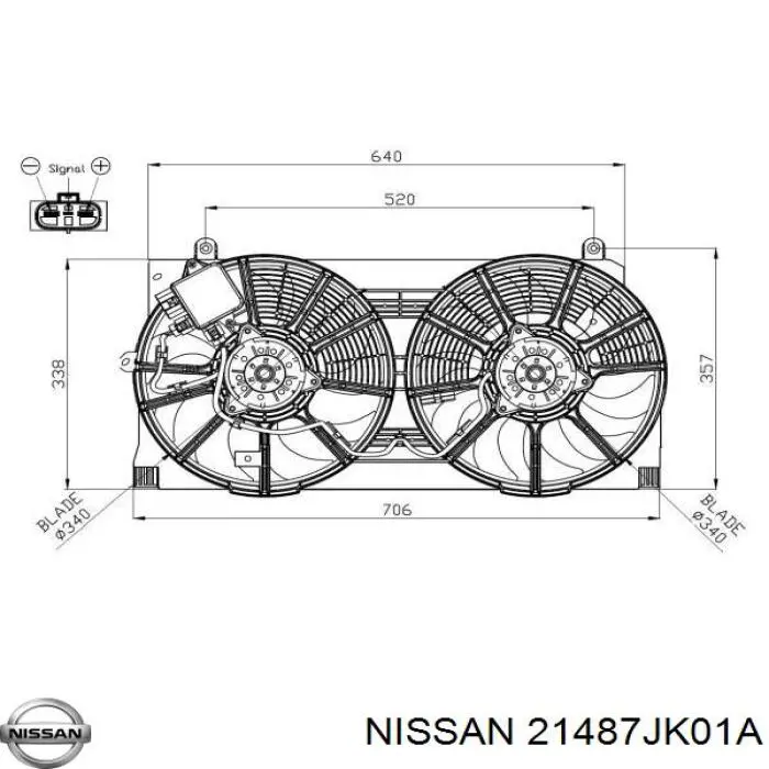 21487JK01A Nissan motor de ventilador, refrigeración, derecho