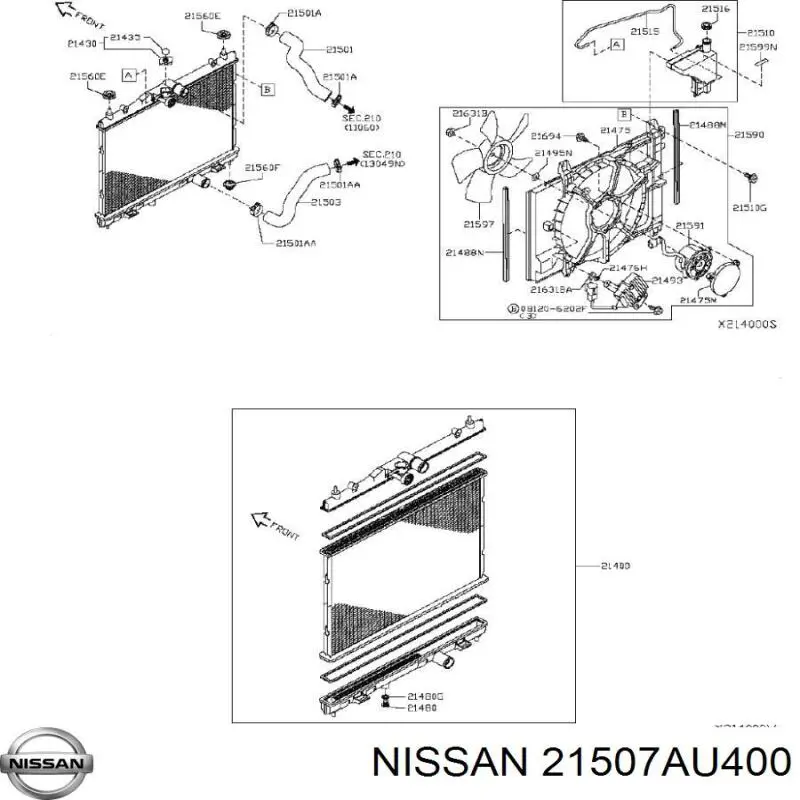 Comprar 21507AU400 Nissan/Infiniti Soporte inferior de fijación del radiador