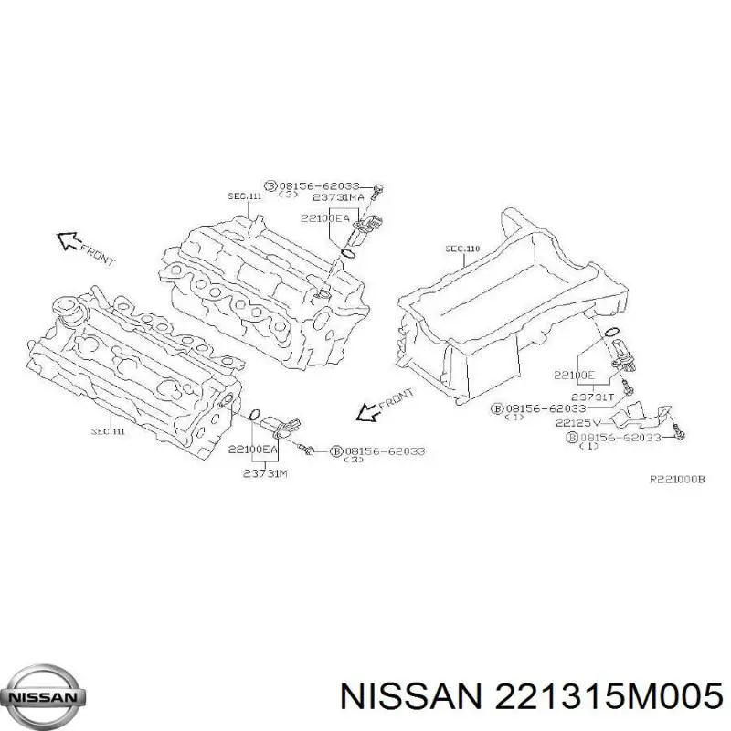 Comprar 221315M005 Nissan/Infiniti Junta del sensor de posición del árbol de levas