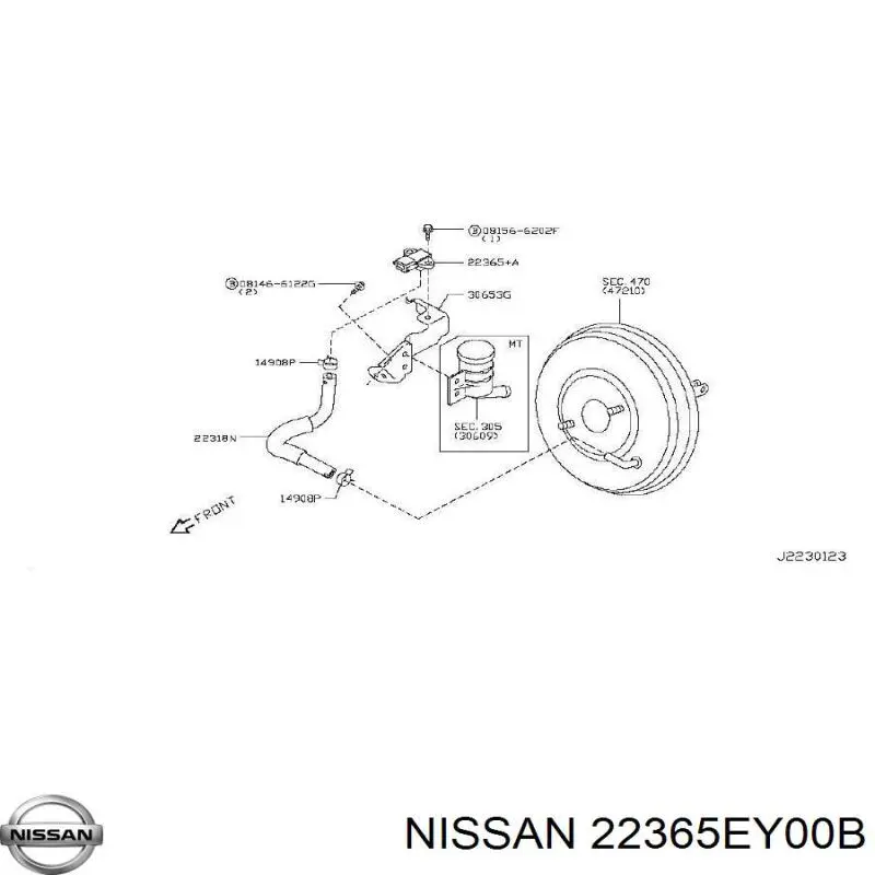 22365EY00A Nissan sensor, presión colector de admisión