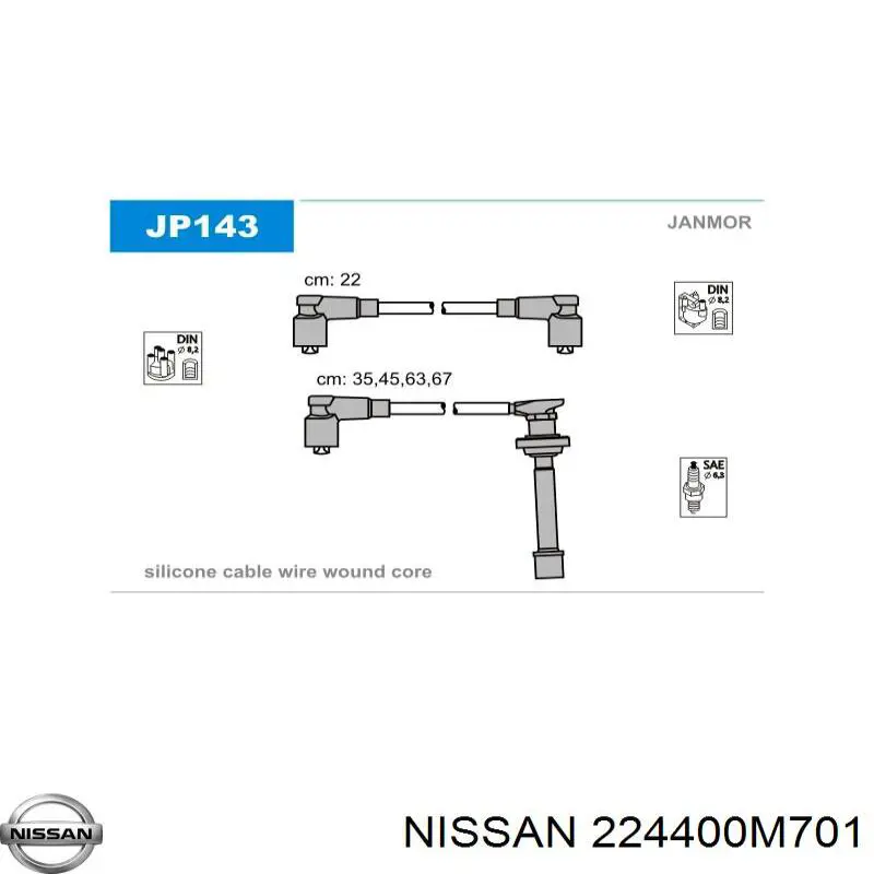 224400M701 Nissan cables de bujías