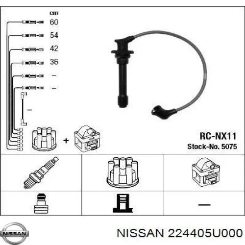 224405U000 Nissan cables de bujías