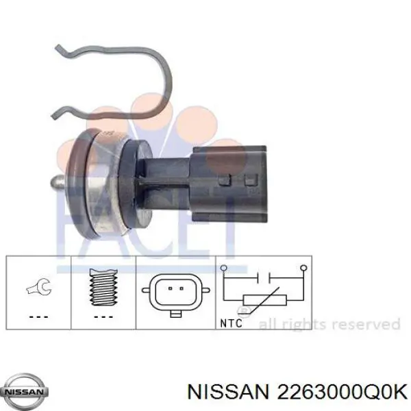 Comprar 2263000Q0K Nissan/Infiniti Sensor de temperatura de agua