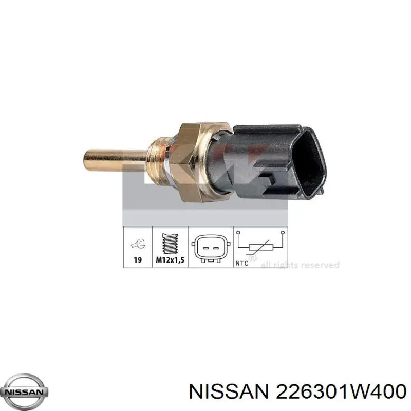 Sensor de temperatura del motor Nissan/Infiniti 226301W400